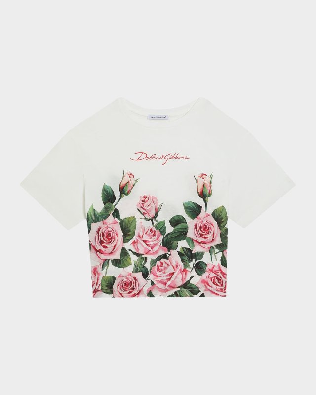 Girl's Logo-Print Rose Graphic T-Shirt, Size 4-